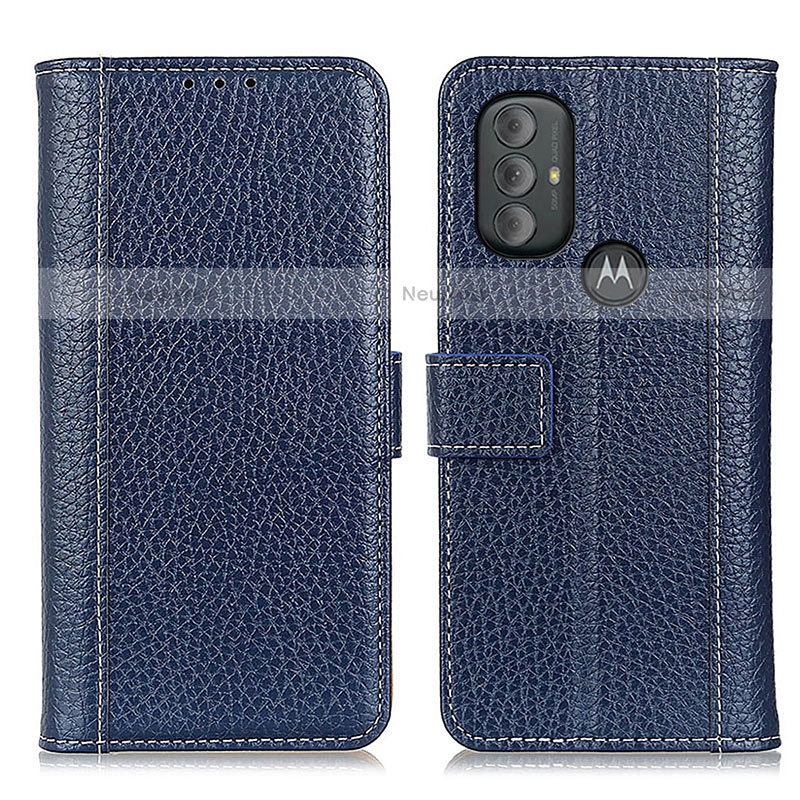 Leather Case Stands Flip Cover Holder M14L for Motorola Moto G Play (2023) Blue