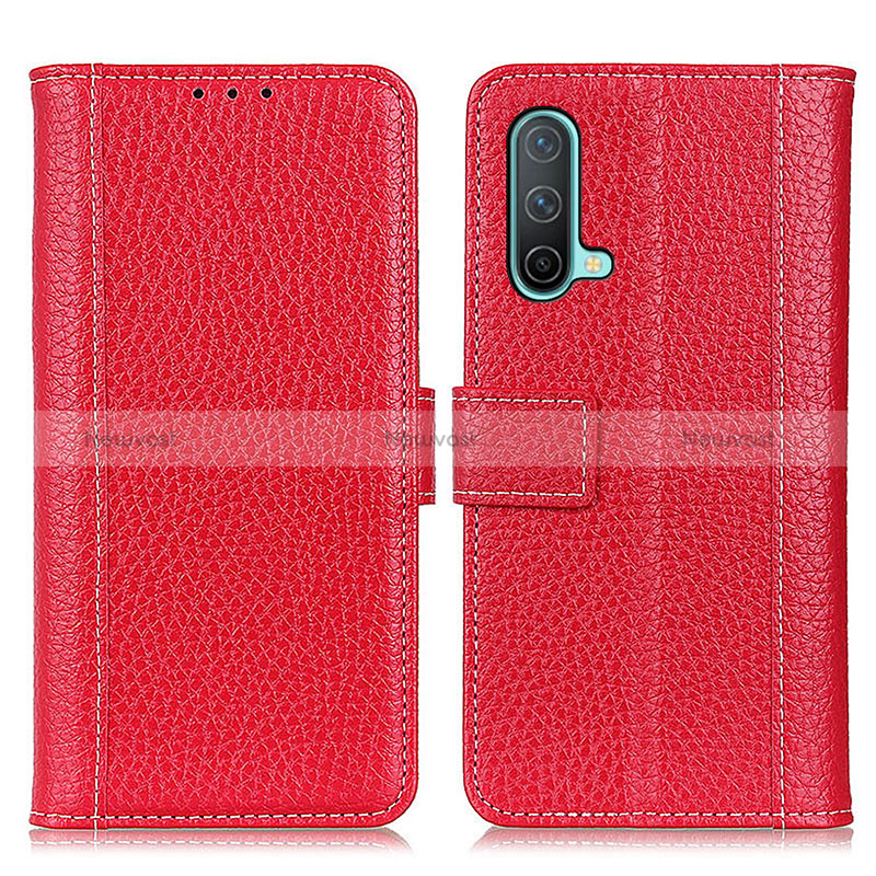 Leather Case Stands Flip Cover Holder M14L for OnePlus Nord CE 5G Red