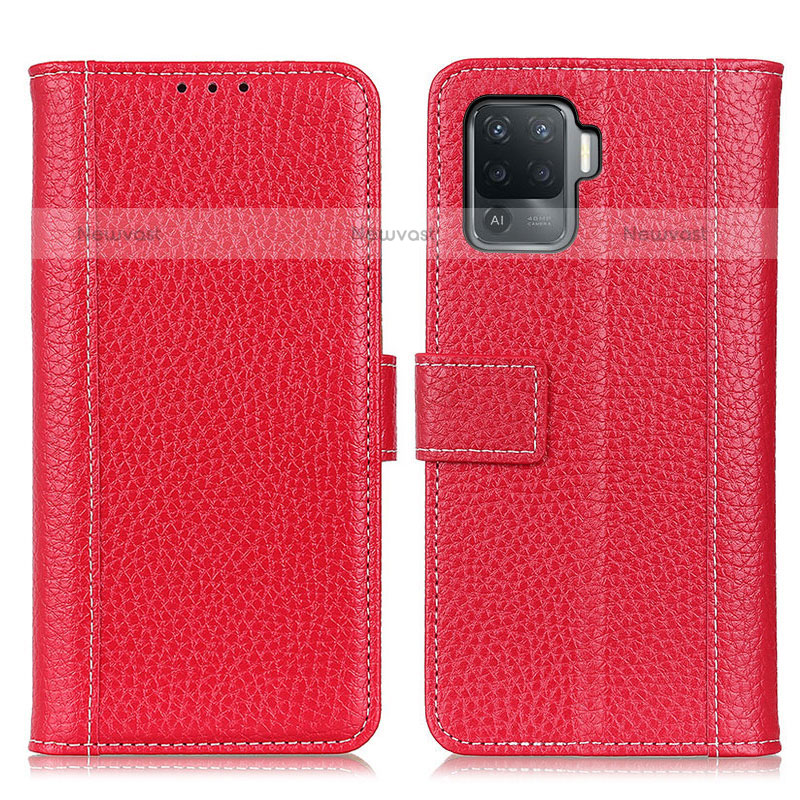 Leather Case Stands Flip Cover Holder M14L for Oppo A94 4G Red