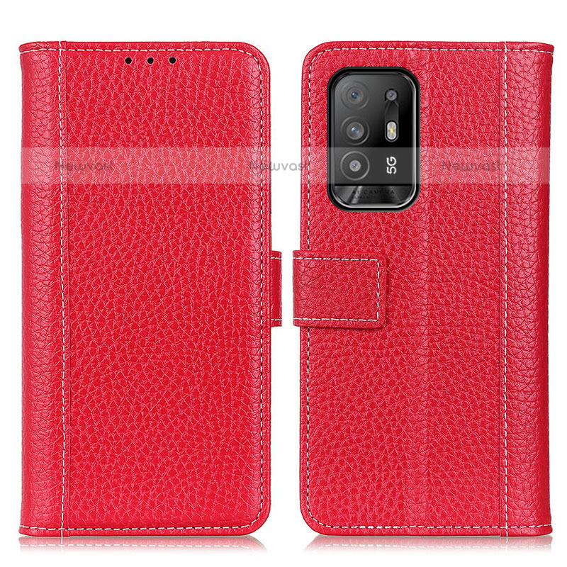 Leather Case Stands Flip Cover Holder M14L for Oppo A94 5G Red