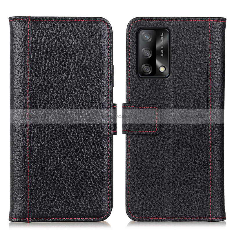 Leather Case Stands Flip Cover Holder M14L for Oppo F19 Black