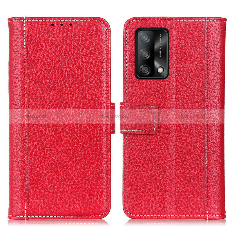 Leather Case Stands Flip Cover Holder M14L for Oppo F19 Red