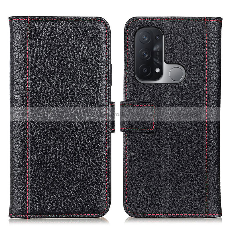 Leather Case Stands Flip Cover Holder M14L for Oppo Reno5 A Black