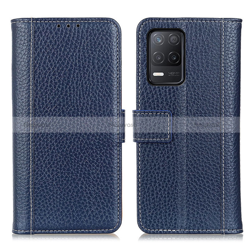 Leather Case Stands Flip Cover Holder M14L for Realme 8 5G Blue