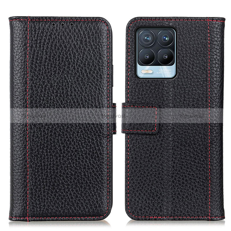 Leather Case Stands Flip Cover Holder M14L for Realme 8 Pro Black