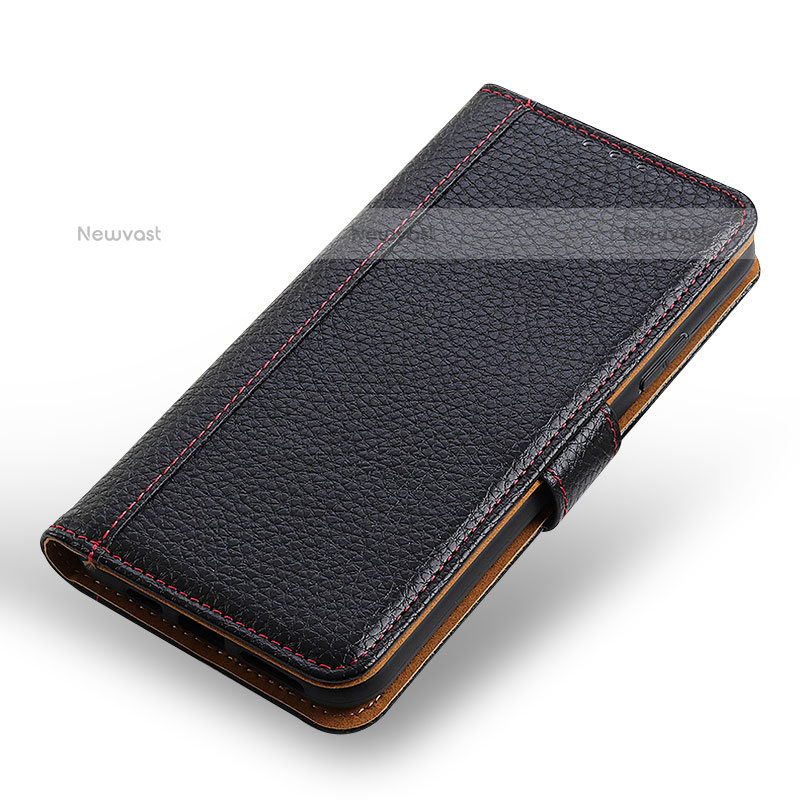 Leather Case Stands Flip Cover Holder M14L for Samsung Galaxy A02s Black