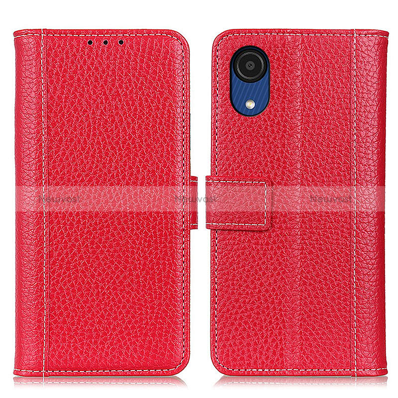 Leather Case Stands Flip Cover Holder M14L for Samsung Galaxy A03 Core Red