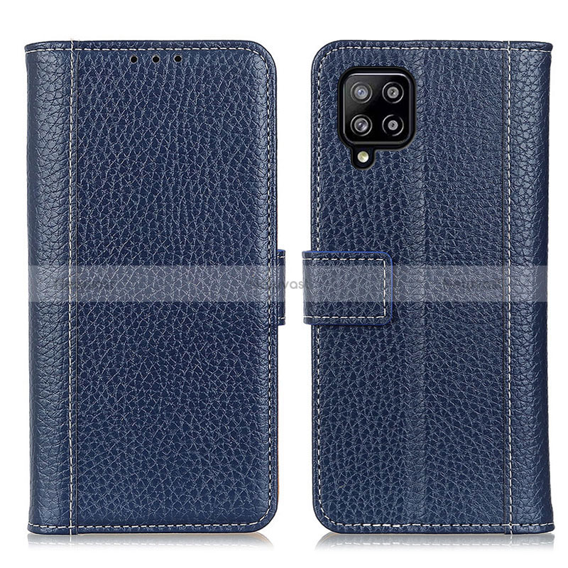 Leather Case Stands Flip Cover Holder M14L for Samsung Galaxy A22 4G Blue