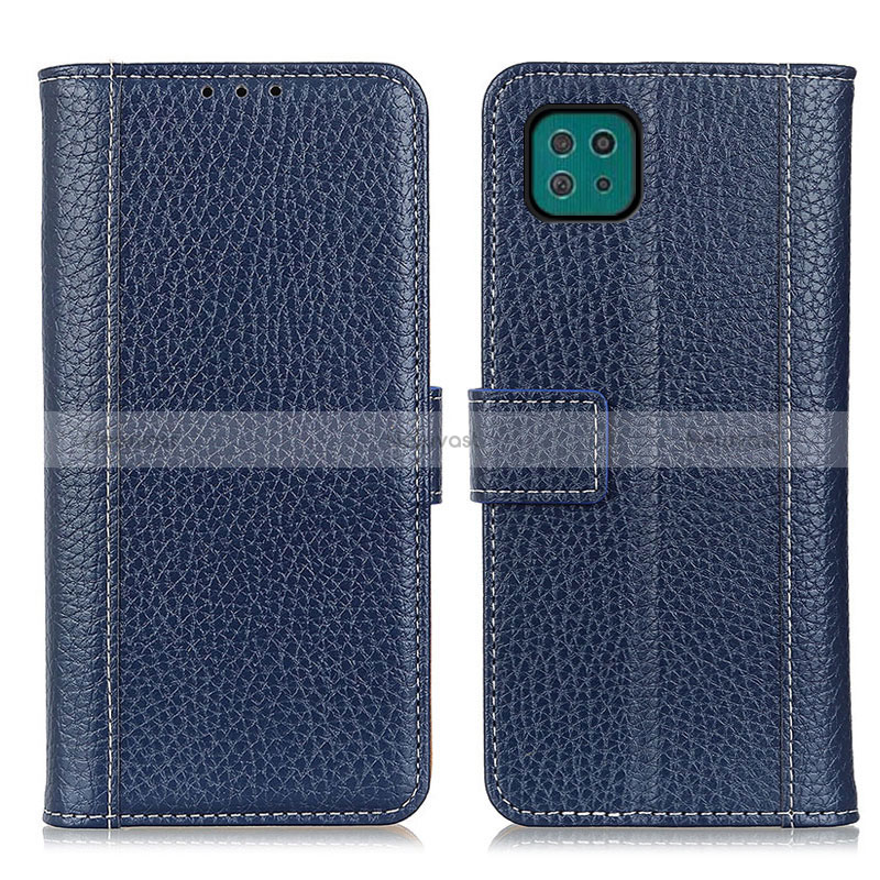 Leather Case Stands Flip Cover Holder M14L for Samsung Galaxy A22s 5G Blue