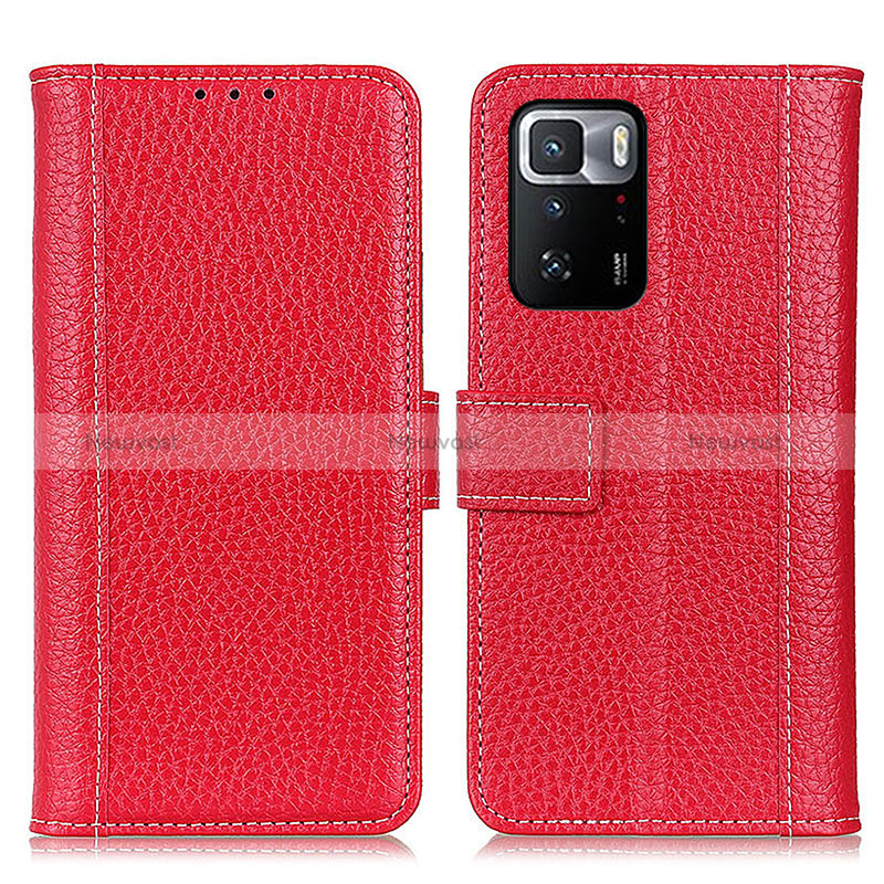 Leather Case Stands Flip Cover Holder M14L for Xiaomi Poco X3 GT 5G Red