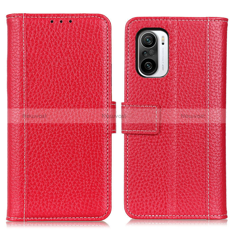 Leather Case Stands Flip Cover Holder M14L for Xiaomi Redmi K40 Pro+ Plus 5G Red