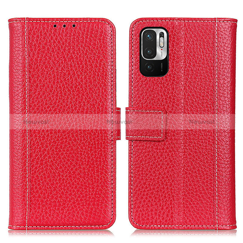 Leather Case Stands Flip Cover Holder M14L for Xiaomi Redmi Note 10 JE 5G Red