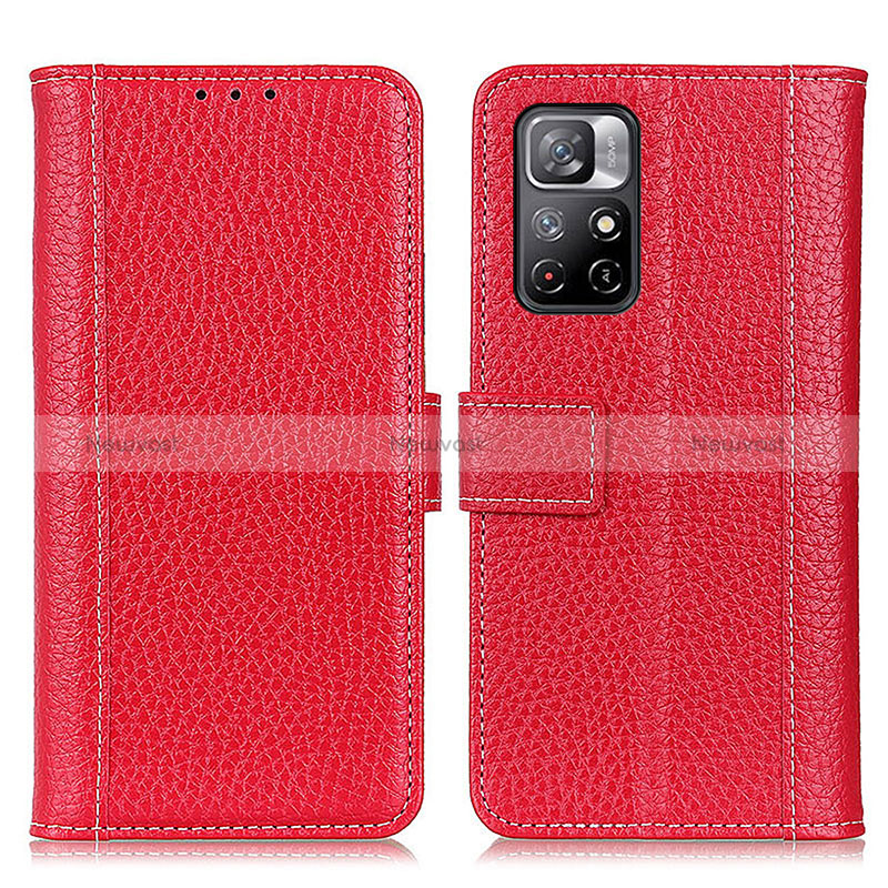 Leather Case Stands Flip Cover Holder M14L for Xiaomi Redmi Note 11 5G Red