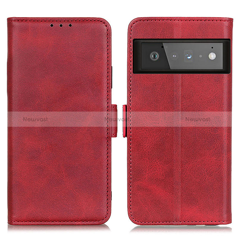 Leather Case Stands Flip Cover Holder M15L for Google Pixel 6 Pro 5G Red