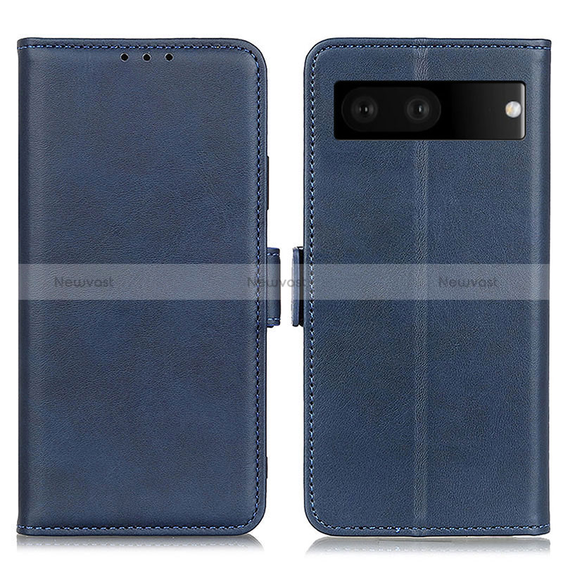 Leather Case Stands Flip Cover Holder M15L for Google Pixel 7 5G Blue