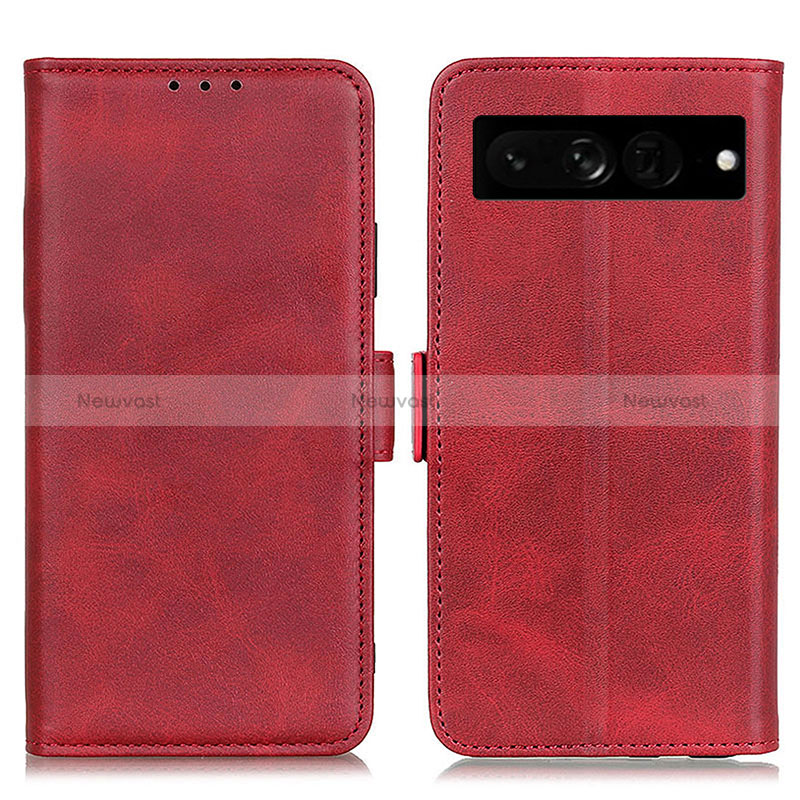 Leather Case Stands Flip Cover Holder M15L for Google Pixel 7 Pro 5G Red