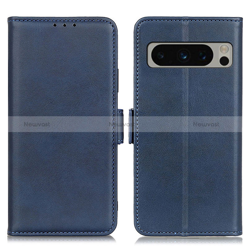 Leather Case Stands Flip Cover Holder M15L for Google Pixel 8 Pro 5G Blue