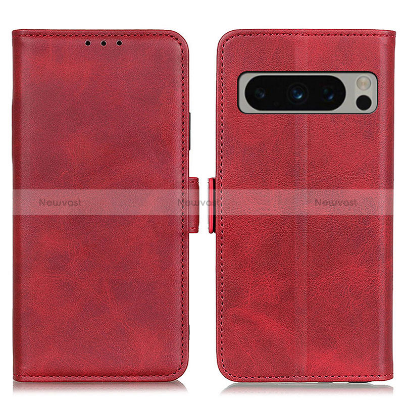 Leather Case Stands Flip Cover Holder M15L for Google Pixel 8 Pro 5G Red