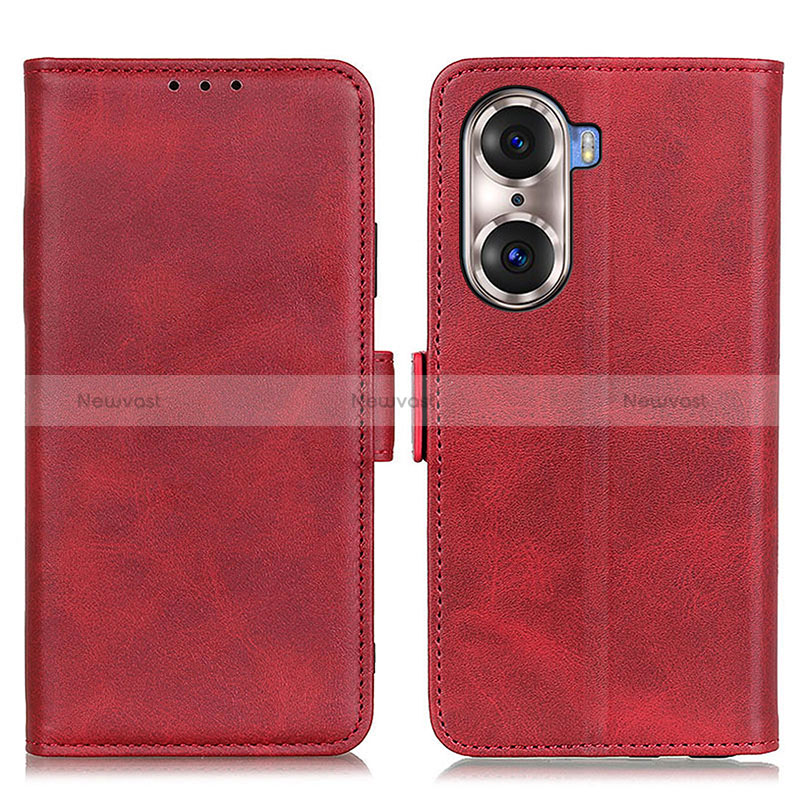 Leather Case Stands Flip Cover Holder M15L for Huawei Honor 60 5G Red