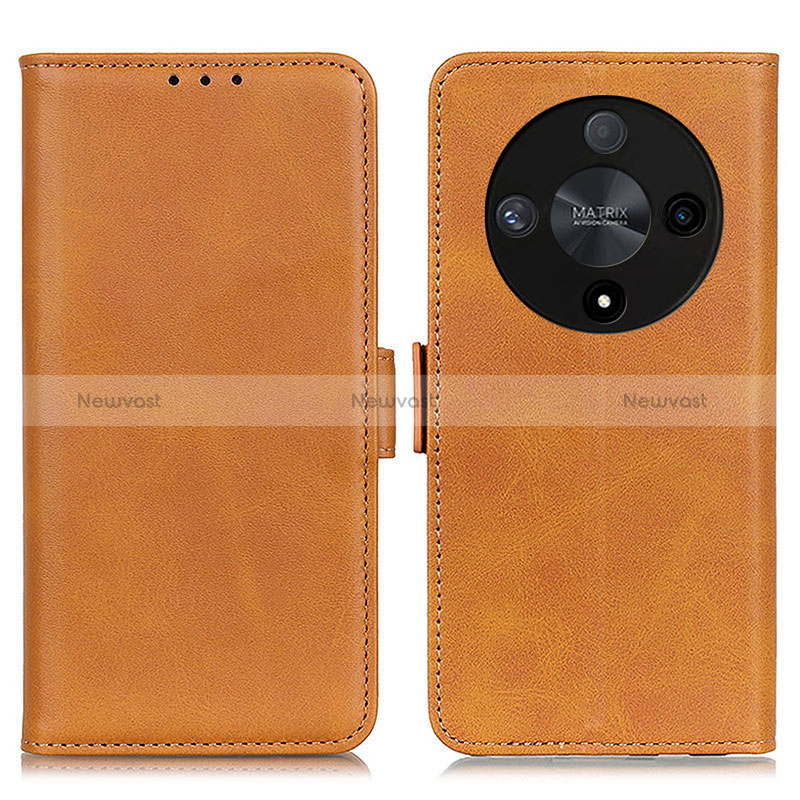 Leather Case Stands Flip Cover Holder M15L for Huawei Honor Magic6 Lite 5G Light Brown