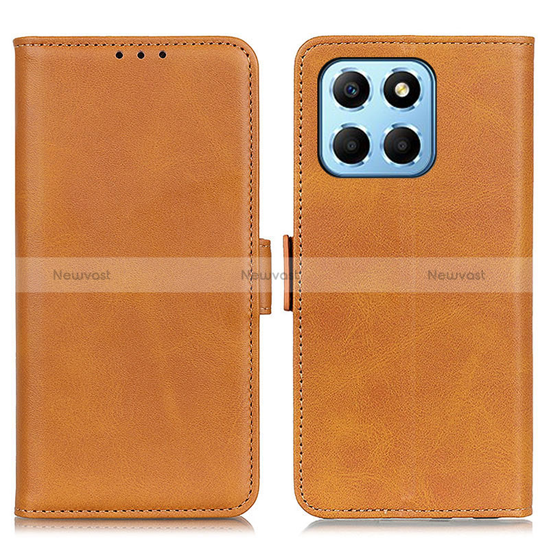 Leather Case Stands Flip Cover Holder M15L for Huawei Honor X6 5G Light Brown