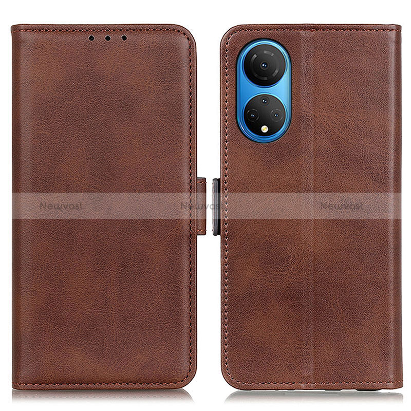 Leather Case Stands Flip Cover Holder M15L for Huawei Honor X7 Brown