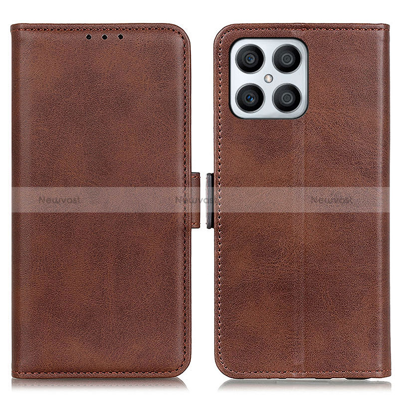 Leather Case Stands Flip Cover Holder M15L for Huawei Honor X8 4G Brown