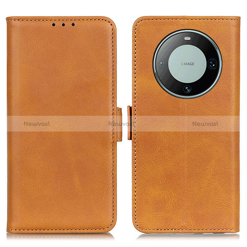 Leather Case Stands Flip Cover Holder M15L for Huawei Mate 60 Light Brown