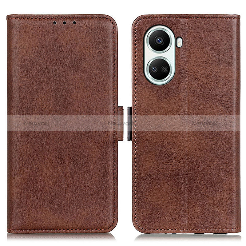 Leather Case Stands Flip Cover Holder M15L for Huawei Nova 10 SE Brown