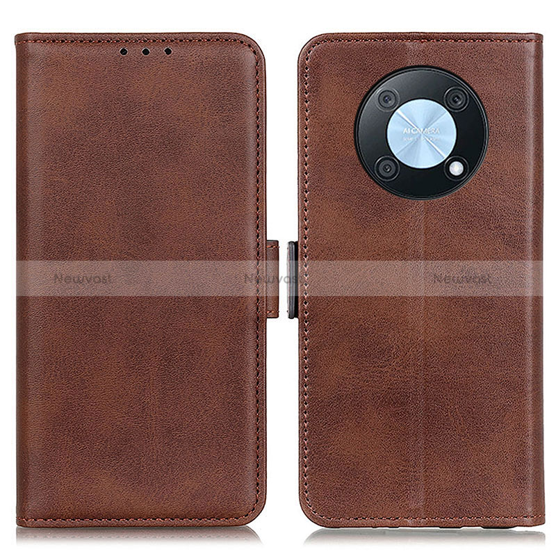 Leather Case Stands Flip Cover Holder M15L for Huawei Nova Y90 Brown