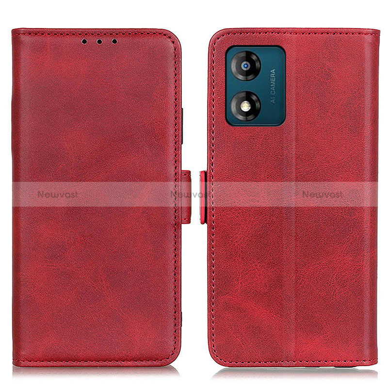 Leather Case Stands Flip Cover Holder M15L for Motorola Moto E13 Red