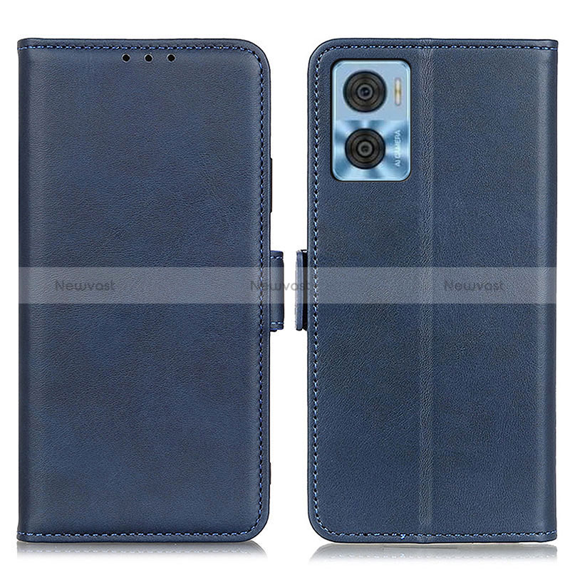 Leather Case Stands Flip Cover Holder M15L for Motorola Moto E22i Blue