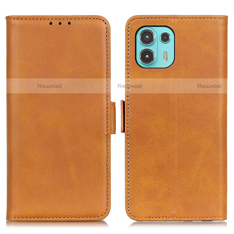 Leather Case Stands Flip Cover Holder M15L for Motorola Moto Edge 20 Lite 5G Light Brown