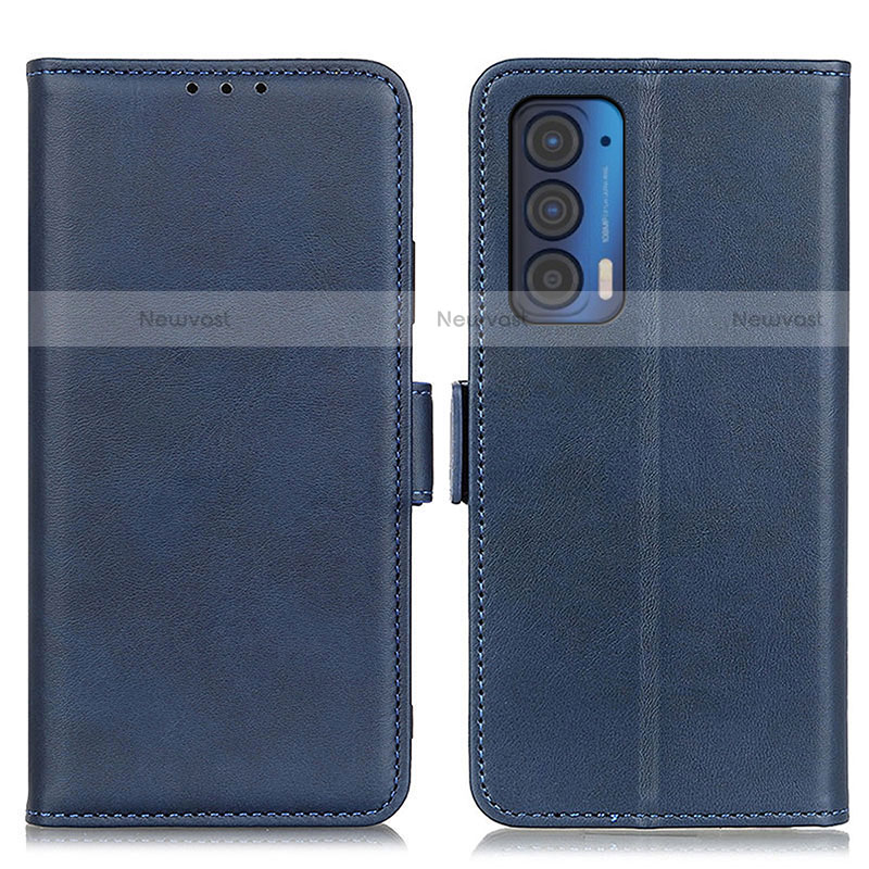 Leather Case Stands Flip Cover Holder M15L for Motorola Moto Edge (2021) 5G Blue
