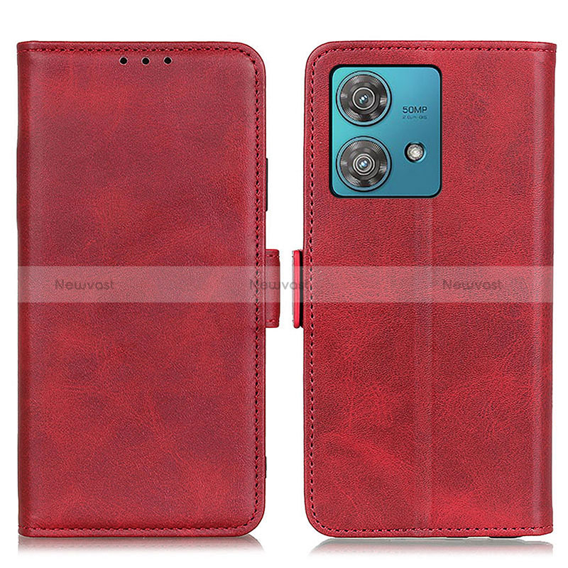 Leather Case Stands Flip Cover Holder M15L for Motorola Moto Edge 40 Neo 5G Red