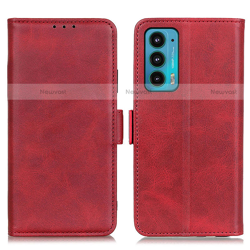 Leather Case Stands Flip Cover Holder M15L for Motorola Moto Edge Lite 5G Red