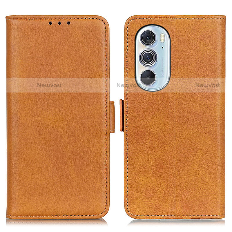 Leather Case Stands Flip Cover Holder M15L for Motorola Moto Edge X30 5G Light Brown