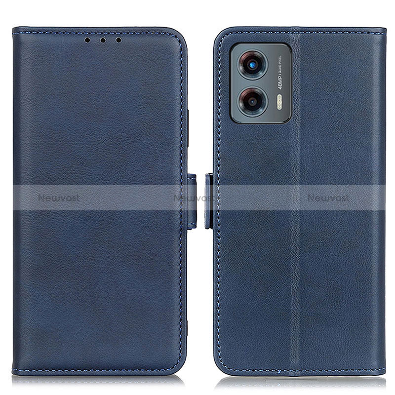 Leather Case Stands Flip Cover Holder M15L for Motorola Moto G 5G (2023) Blue