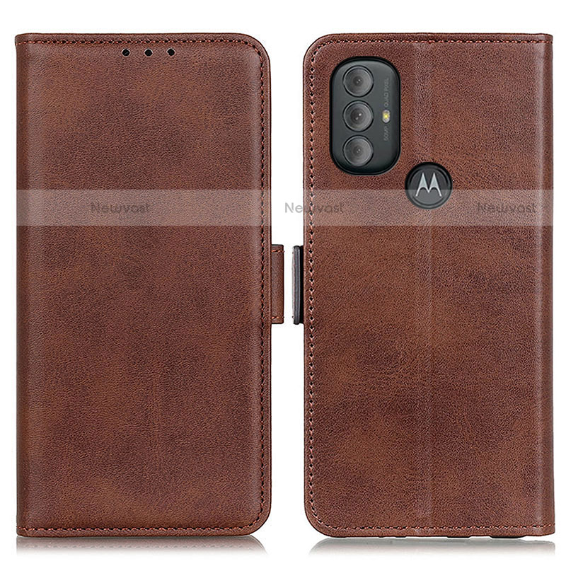 Leather Case Stands Flip Cover Holder M15L for Motorola Moto G Play (2023) Brown