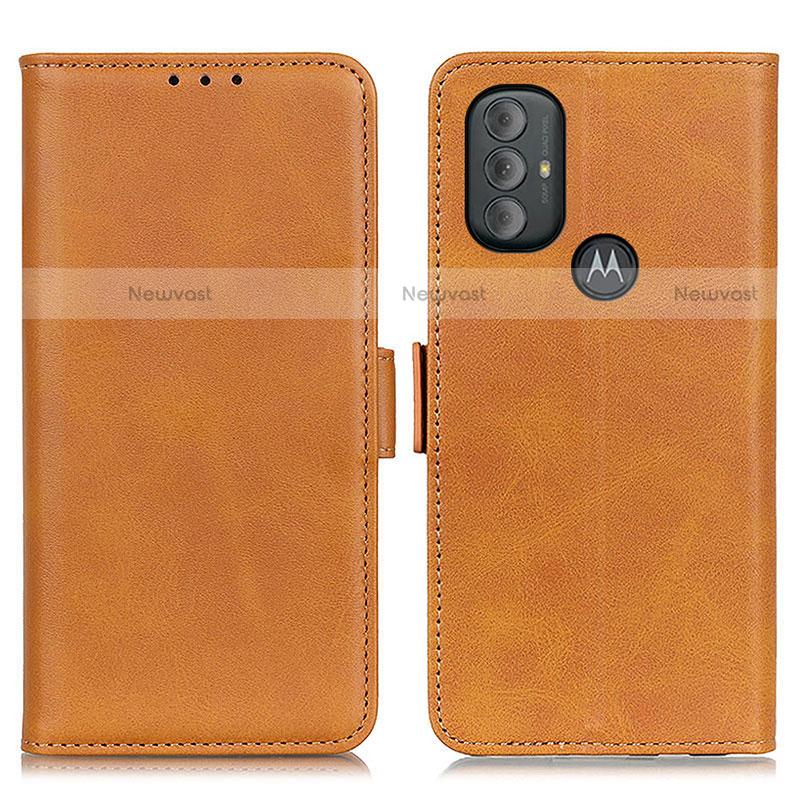 Leather Case Stands Flip Cover Holder M15L for Motorola Moto G Play (2023) Light Brown