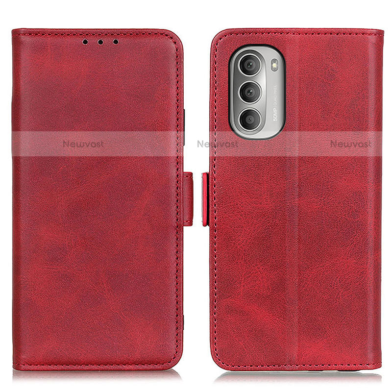 Leather Case Stands Flip Cover Holder M15L for Motorola Moto G Stylus (2022) 4G Red