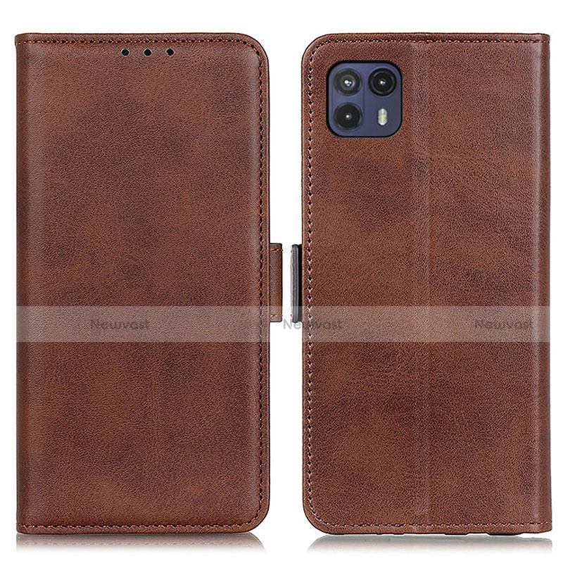 Leather Case Stands Flip Cover Holder M15L for Motorola Moto G50 5G Brown