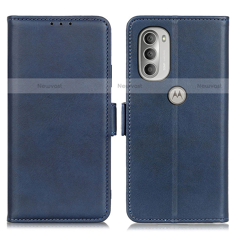 Leather Case Stands Flip Cover Holder M15L for Motorola Moto G51 5G Blue