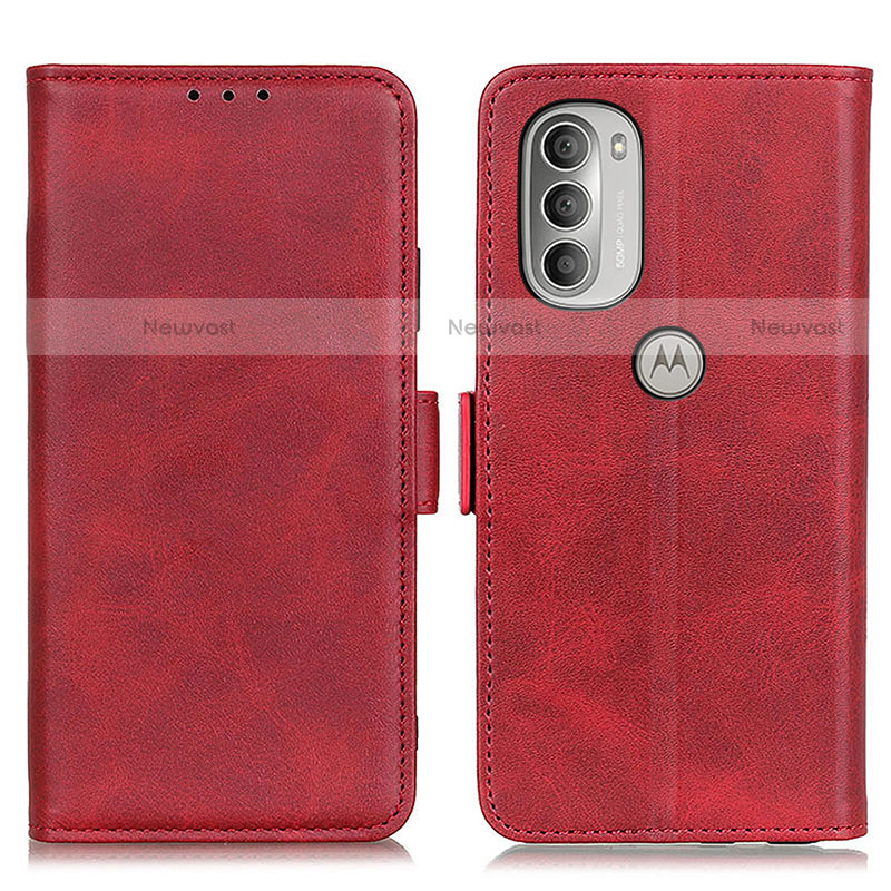 Leather Case Stands Flip Cover Holder M15L for Motorola Moto G51 5G Red