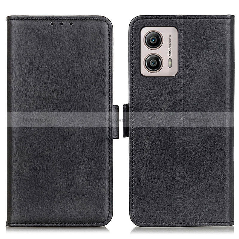 Leather Case Stands Flip Cover Holder M15L for Motorola Moto G53 5G Black