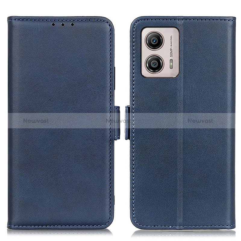 Leather Case Stands Flip Cover Holder M15L for Motorola Moto G53j 5G Blue