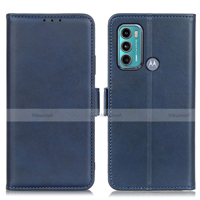 Leather Case Stands Flip Cover Holder M15L for Motorola Moto G60 Blue