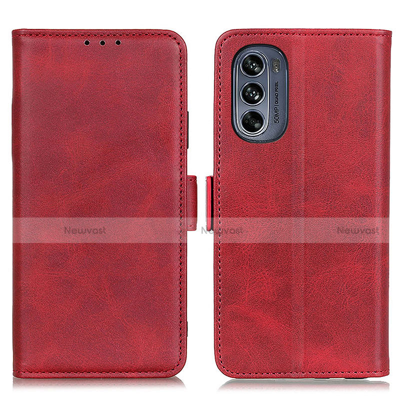 Leather Case Stands Flip Cover Holder M15L for Motorola Moto G62 5G Red