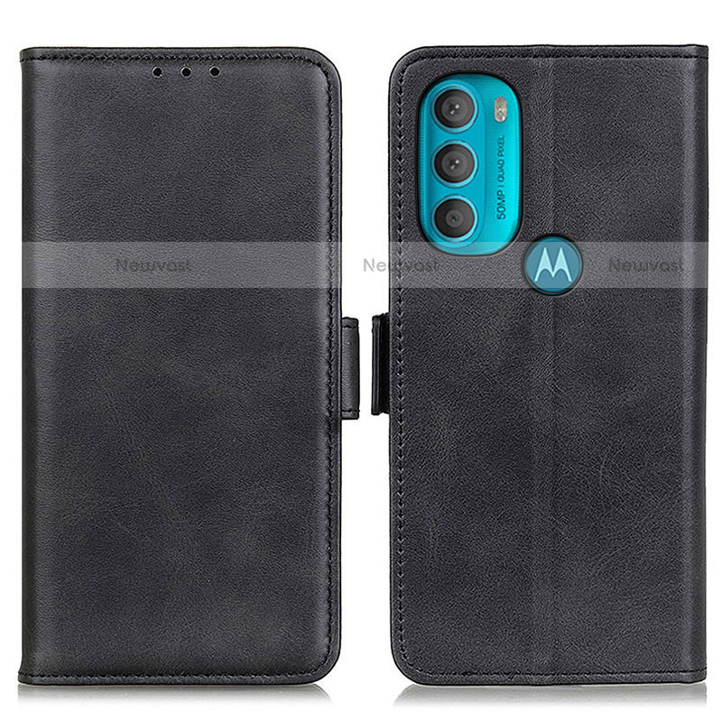 Leather Case Stands Flip Cover Holder M15L for Motorola Moto G71 5G Black