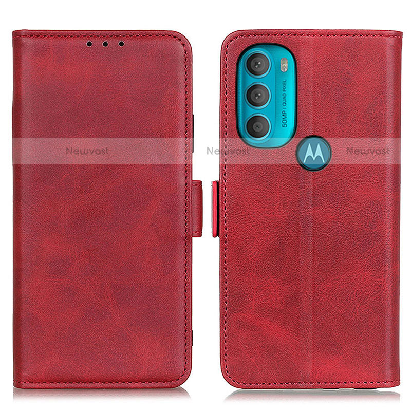 Leather Case Stands Flip Cover Holder M15L for Motorola Moto G71 5G Red